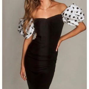 Vintage repurposed cocktail dress with puffy sleeves